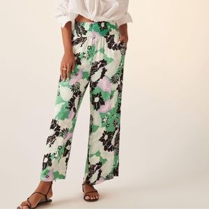 Anthropologie Maeve Green Printed Pull On Pants Sz L